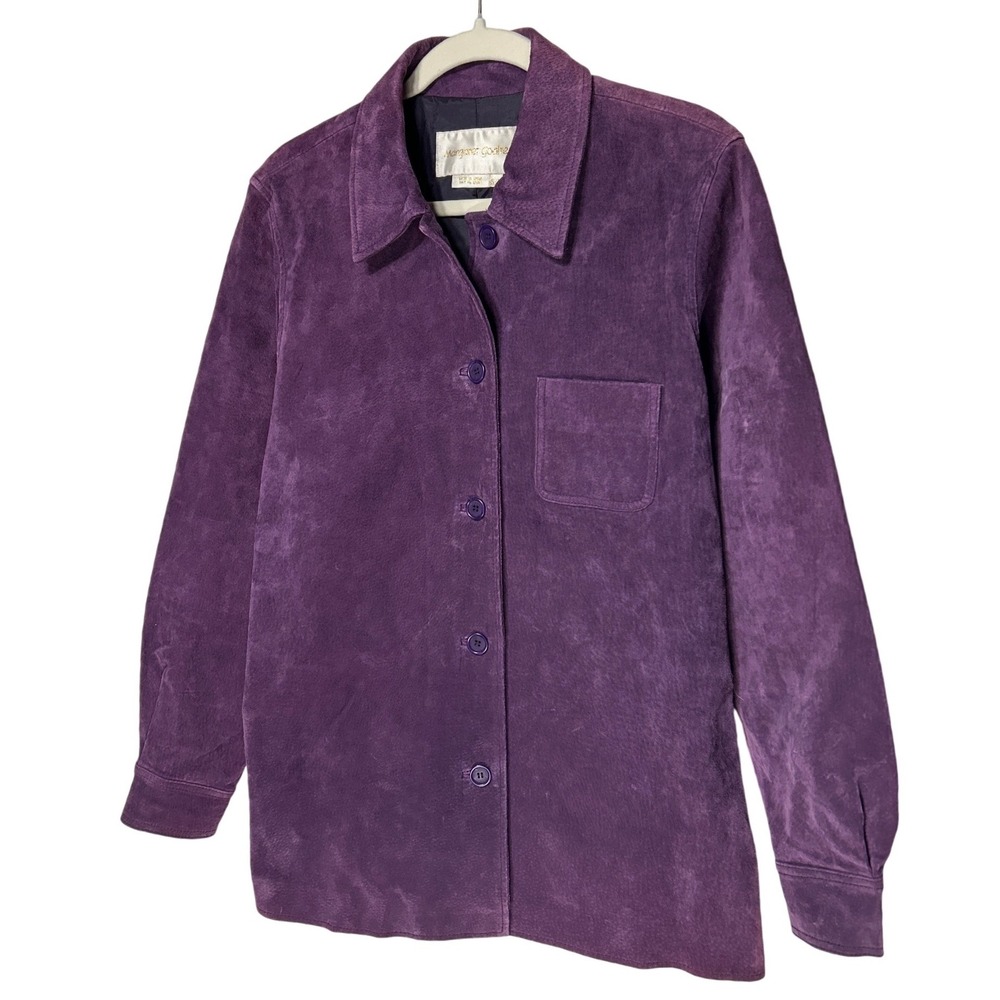 Margaret Geoffrey Suede Leather Button Up Jacket Purple Women's Size S/P